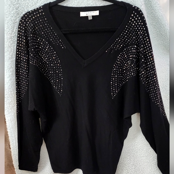 Women's embellished sweater with silver studs - Picture 1 of 3